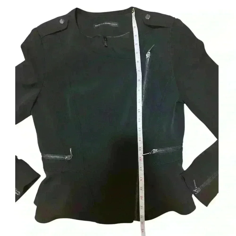 White House Black Market Black Peplum Moto Jacket Size 4